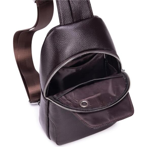 Vintage Leather Sling Bag Backpack for Men Crossbody Shoulder Chest - Picture 4 of 7